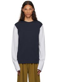 Dries Van Noten Navy Cuffed Sleeve Long Sleeve T-Shirt