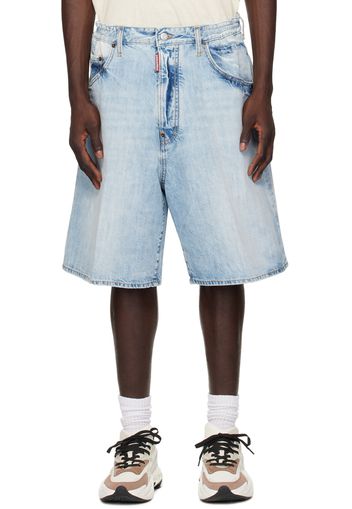 Dsquared2 Blue Light Palm Beach Wash Denim Shorts