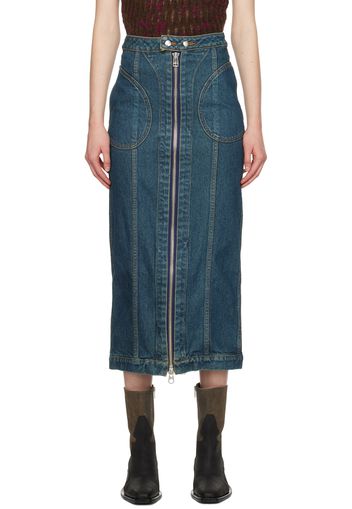 Eckhaus Latta Blue Zip Denim Midi Skirt