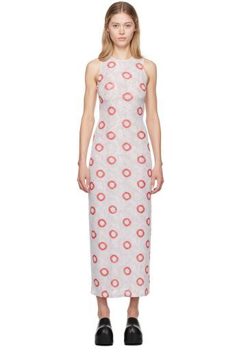 Eckhaus Latta White & Red Duet Maxi Dress