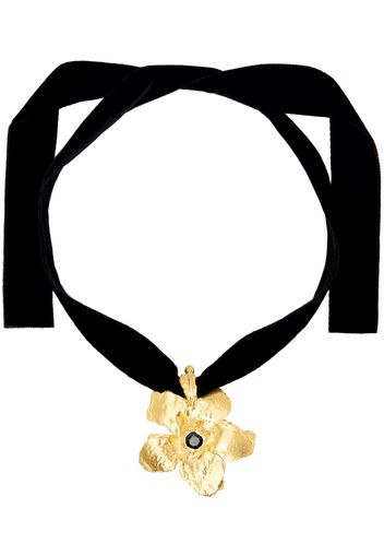 ELHANATI Black & Gold Flower Pendant Necklace