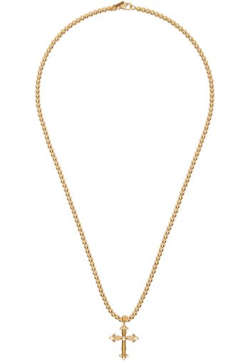 Emanuele Bicocchi Gold Beaded Chain Fleury Cross Necklace