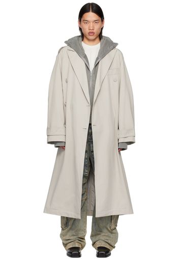 Entire Studios Gray Double Breasted Trench Coat