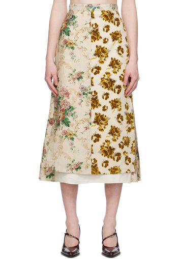 Erdem Beige Pleated Midi Skirt