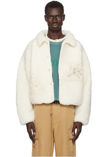 ERL Off-White Fleeced Wool Varsity Jacket