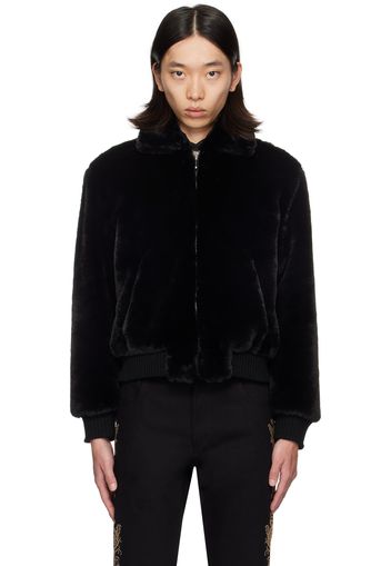 Ernest W. Baker SSENSE Exclusive Black Harrington Faux-Fur Jacket