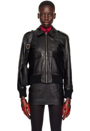 Ernest W. Baker Black Croc-Embossed Leather Jacket