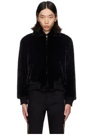 Ernest W. Baker SSENSE Exclusive Black Harrington Faux-Fur Jacket