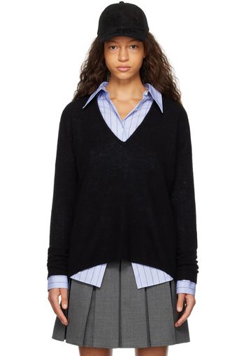 Fax Copy Express Black Plunging V-Neck Sweater