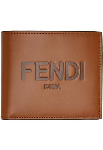 Fendi Roma Black Calfskin Leather Embossed Logo Card Case Wallet