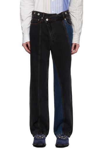 Feng Chen Wang Black Irregular Waistband Jeans