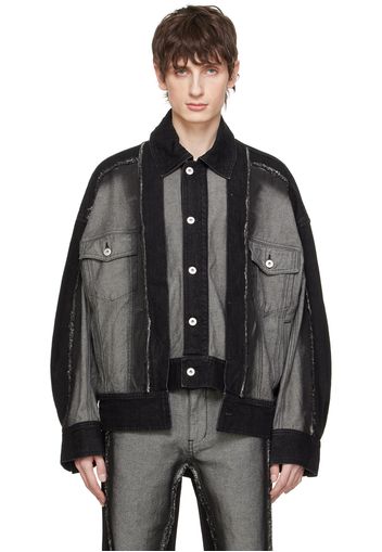 Feng Chen Wang Black Paneled Denim Jacket