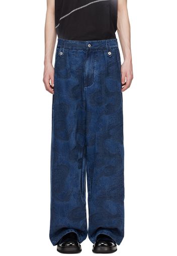 Feng Chen Wang Blue Dragon Denim Trousers