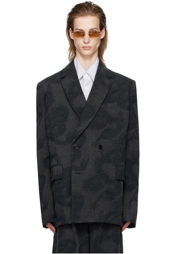 Feng Chen Wang Black Dragon Denim Blazer