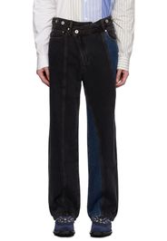 Feng Chen Wang Black Irregular Waistband Jeans