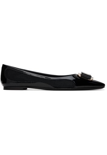 Ferragamo Black Zea Mesh Ballerina Flats