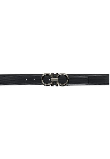 Ferragamo Black & Navy Gancini Reversible Belt