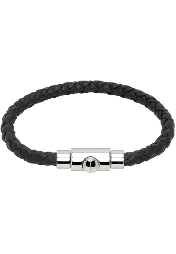 Ferragamo Black Braided Leather Bracelet