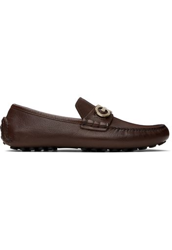 Ferragamo Brown Gancini Ornament Loafers