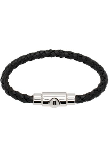 Ferragamo Black Braided Leather Bracelet