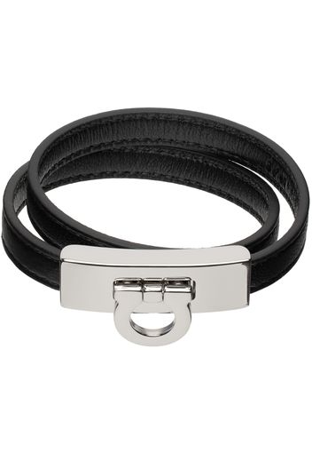 Ferragamo Black Gancini Double Wrap Bracelet