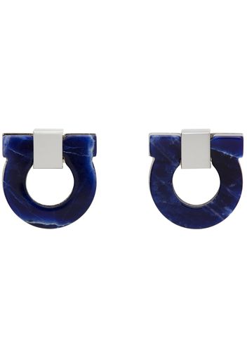 Ferragamo Silver & Blue Gancini Cuff Links