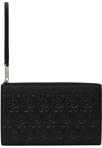 Ferragamo Black Travel Embossed Pouch