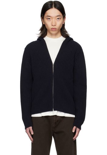 Ferragamo Navy Hooded Cardigan