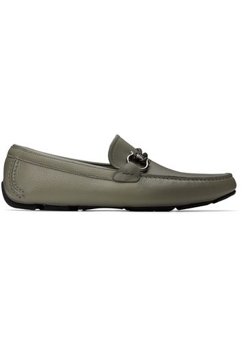 Ferragamo Gray Gancini Ornament Loafers