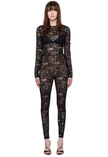 Fleur du Mal Black Floral Catsuit