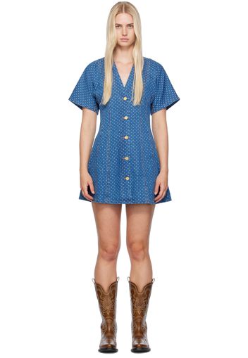 GANNI Blue Polka Dot Denim Minidress