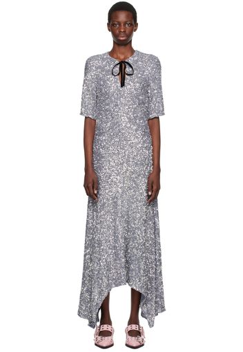 GANNI Gray Sequin Long Dress