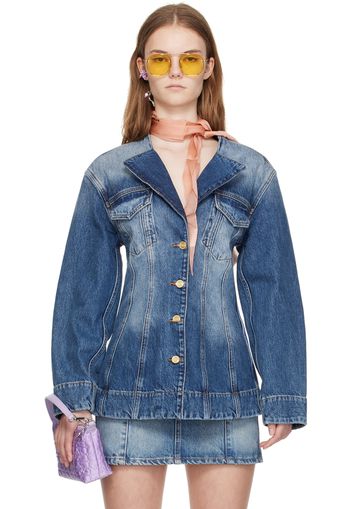 GANNI Blue Sparkle Denim Blazer