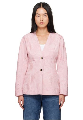 GANNI Pink Curve Sleeve Blazer