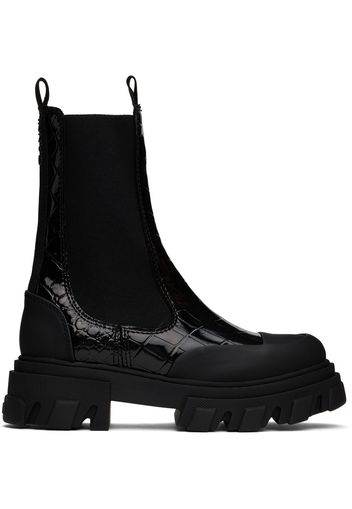 GANNI Black Cleated Mid Chelsea Boots