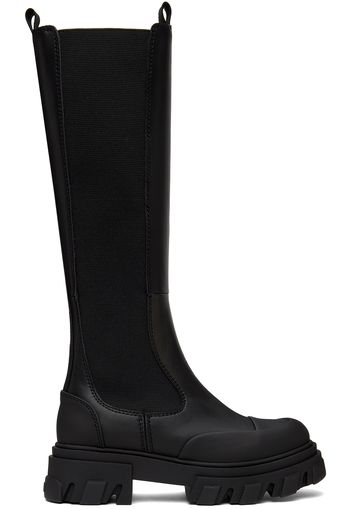 GANNI Black Stitch Cleated High Chelsea Boots