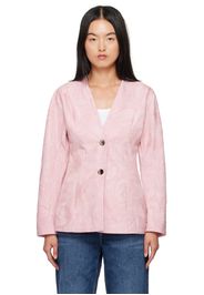 GANNI Pink Curve Sleeve Blazer