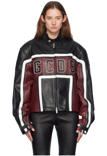 GCDS Black & Red Racing Leather Jacket