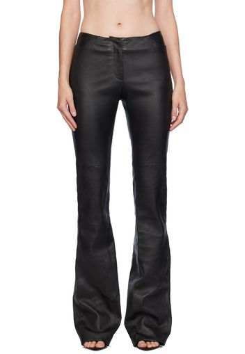 GCDS Black Multi Zip Skinny Leather Pants