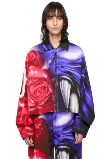 Gerrit Jacob Blue & Red Printed Denim Jacket