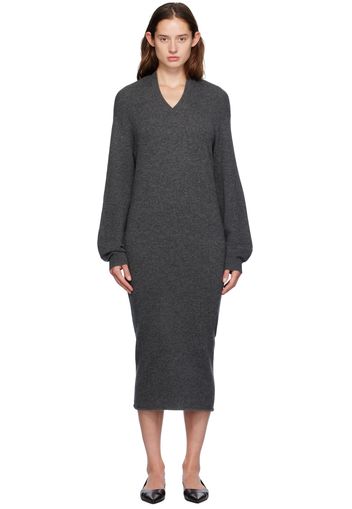 GIA STUDIOS Gray Wool & Cashmere Midi Dress