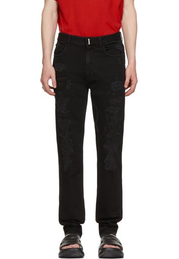 Givenchy Black Distressed Slim-Fit Jeans