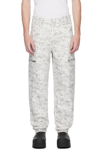 Givenchy White & Gray Destroyed Denim Cargo Pants