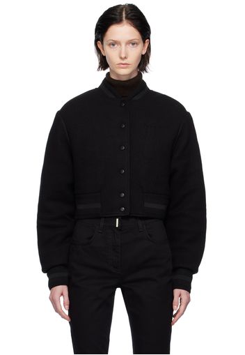 Givenchy Black Cropped Varsity Bomber Jacket