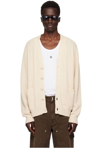 Givenchy Beige 4G Cable-Knit Cardigan