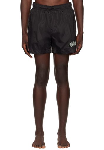 Givenchy Black Embroidered-Logo Swim Shorts