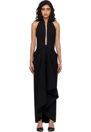 Givenchy Black Draped Wool Maxi Dress