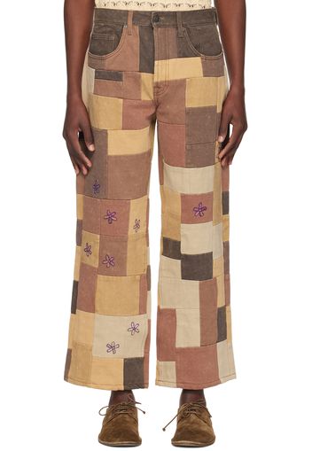 Glass Cypress Brown Patchwork Jeans