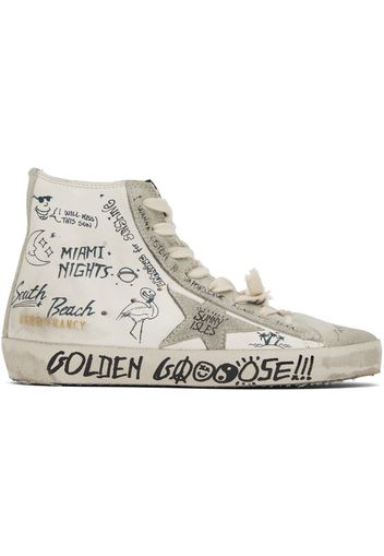 Golden Goose White & Gray Francy Classic High-Top Sneakers