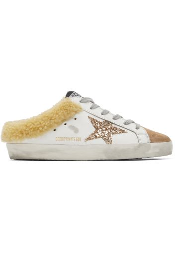 Golden Goose SSENSE Exclusive Brown & White Shearling Super-Star Sabot Sneakers